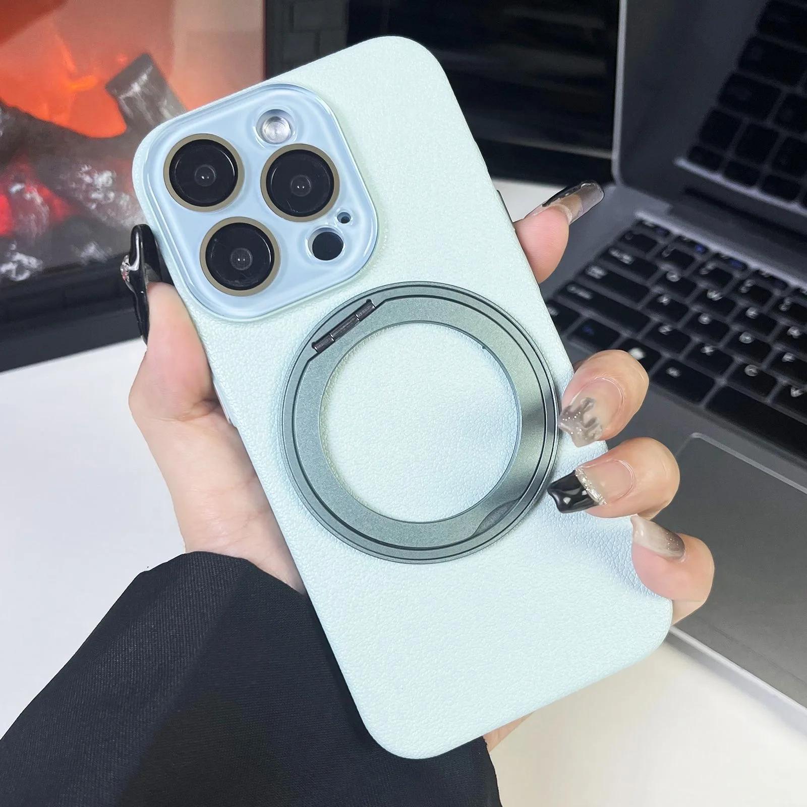 

Вращающийся на 360 градусов держатель Чехол-держатель Magsafe Для iPhone 17 16 15 14 Plus 13 12 11 Pro Max Чехлы с защитной пленкой для линз iPhone 12