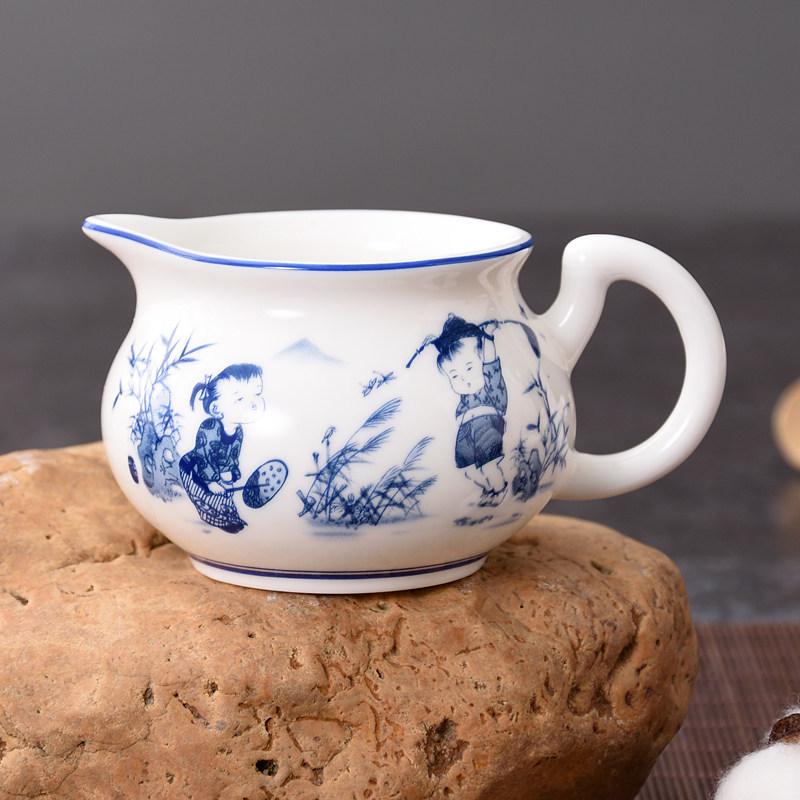 Blue & White Porcelain Tea Pitcher Gong Dao Bei 170ml for Kung Fu Tea Sets