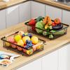 2 Tier Fruit Basket with 2 Banana Hangers, Countertop Fruit Vegetable Basket Bowl for Kitchen Counter