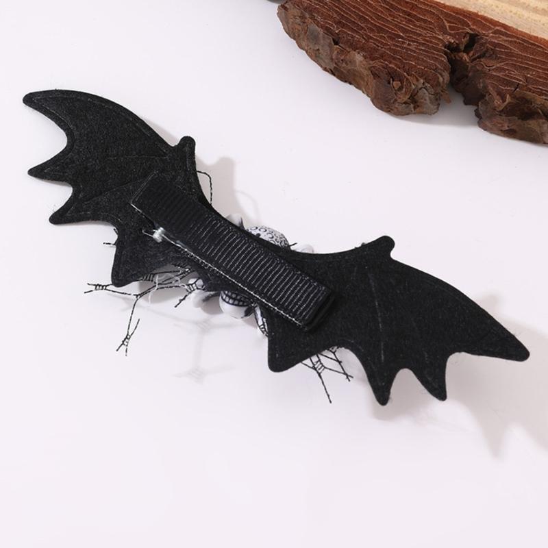 2Pcs Halloween Skull Bat Hair Accessories Lightweight Fabric Design For Costume Parties And Everyday Wear