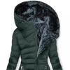 Damen Winterjacke mit Pelzkragen - Kapuze, Slim Fit, Langarmmantel