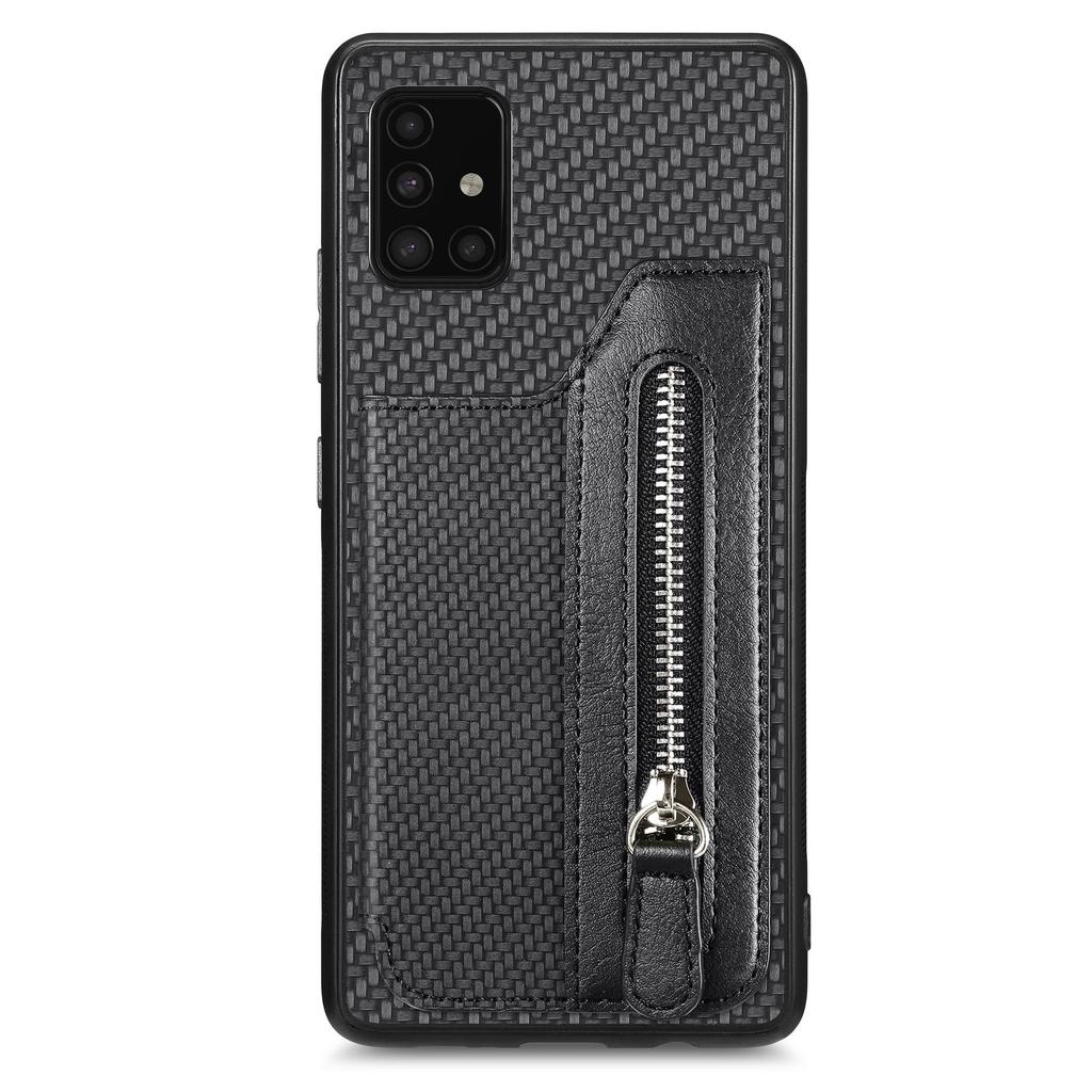 For Samsung Galaxy A51 5G SM-A516 Case Leather+PC+TPU Zipper Wallet Phone Shell