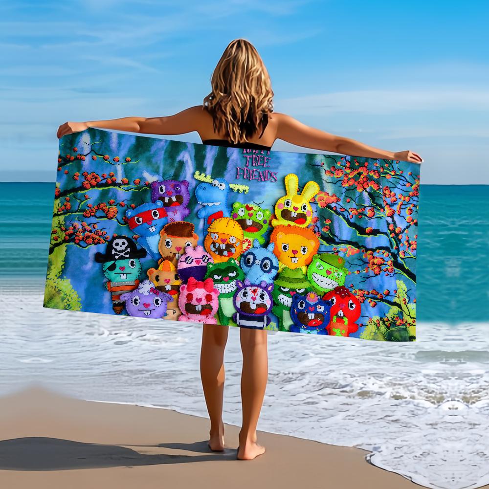 Towel Friends Beach Bath Quick-Drying Lightweight Portable Sauna Tree Camping Happy Swim Pool Travel