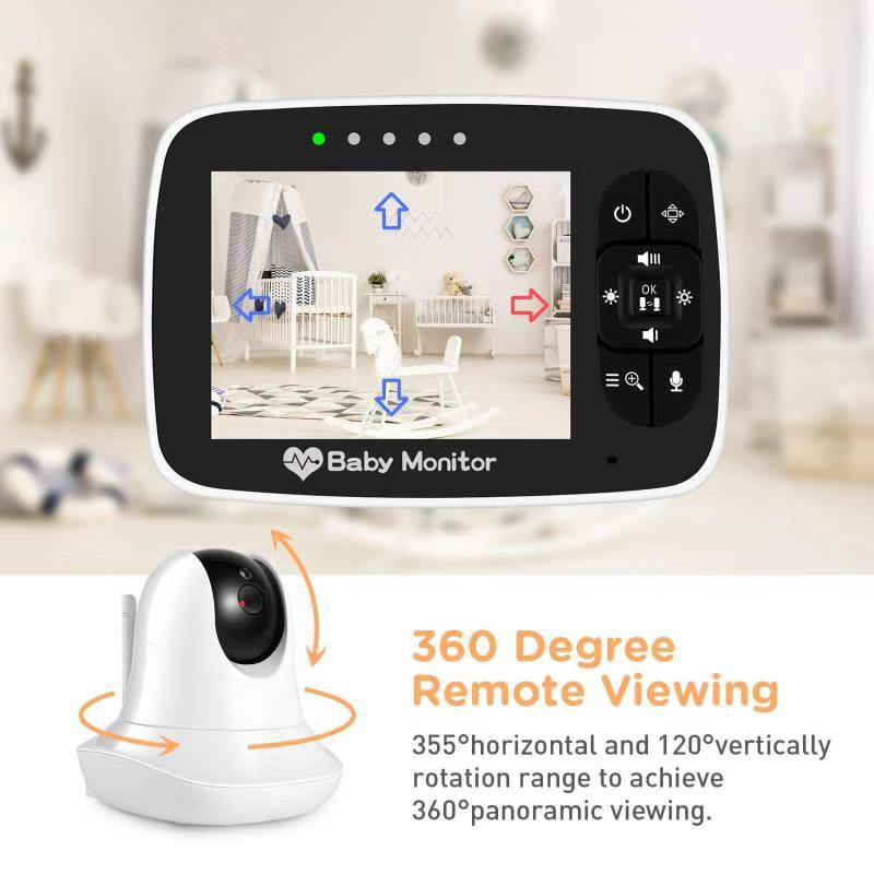 EU 3.5 inch Baby Monitor M935 Infrared Night Vision Wireless Video Color Monitor Lullaby Remote Pan-Tilt-Zoom Talk BackAA