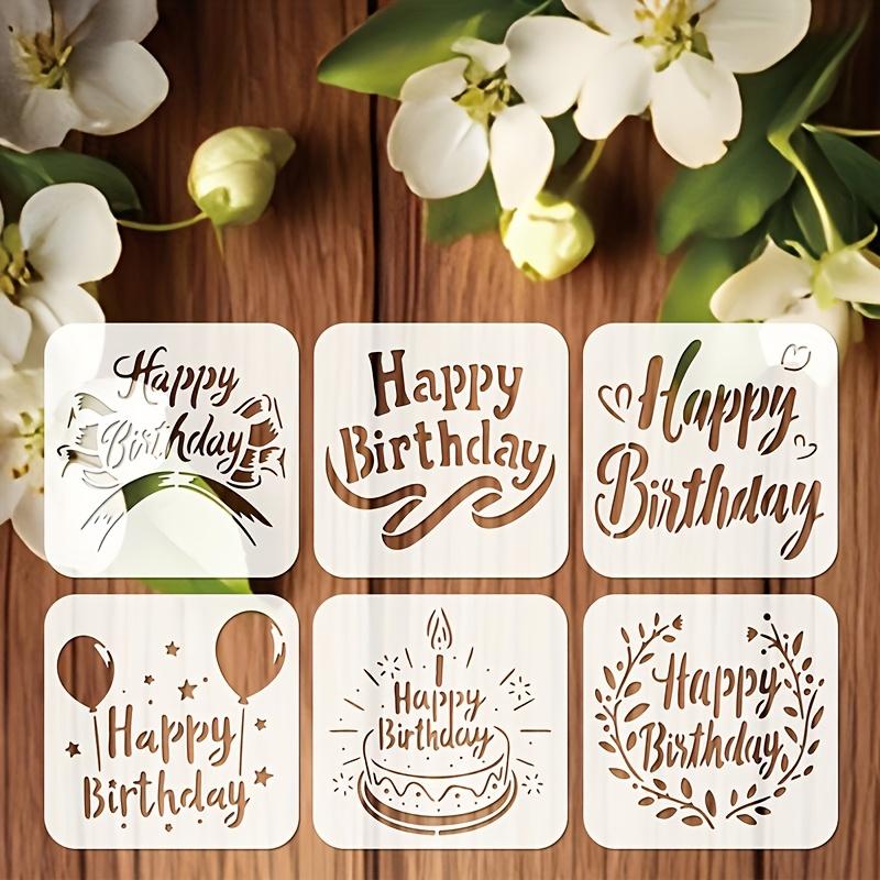 15PCS Happy Birthday Stencils Set, 10cm Reusable Plastic Painting Templates For Cards, Scrapbook, Wood, Wall & Party Decor