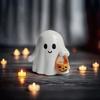 Halloween Ghost Ornament Spooky Halloween Ghost Figurines with Pumpkin Lanterns for Home Office Decor Resin Ghost for Halloween