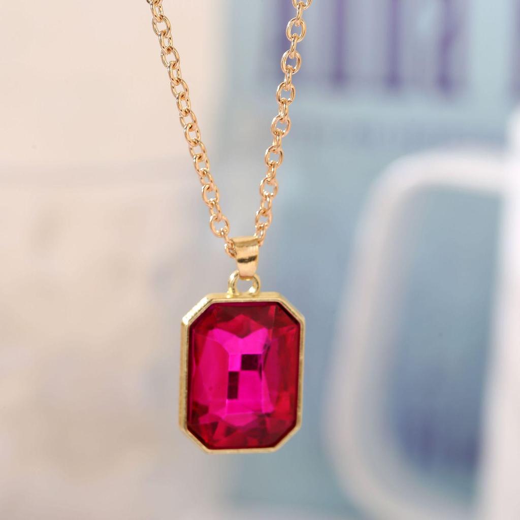 Rose Gold Birthday Stone Pendant Necklace - Women's Fashionable Gemstone Jewelry
