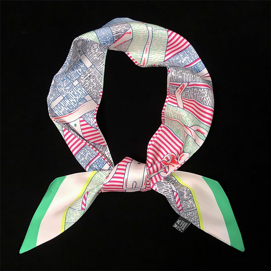 

Spring Design Belt Striped Skinny Scarf Women Luxury Brand Bag Scarves Neck Silk Scarf For Ladies Foulard Hair Headband