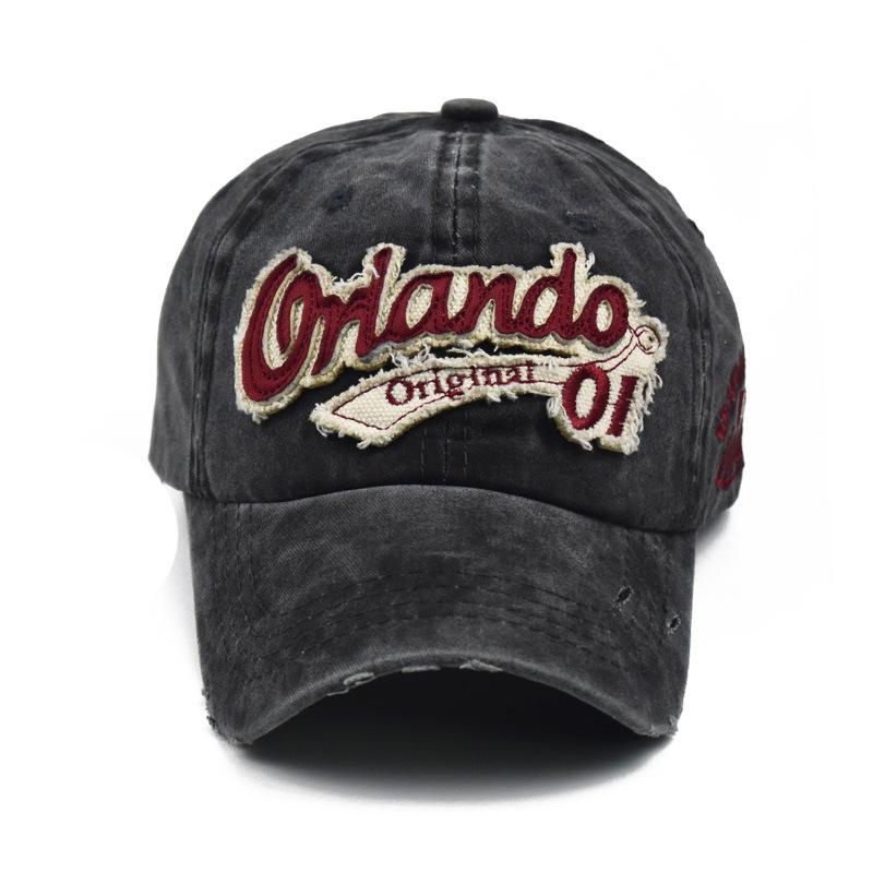 Denim Washed Baseball Cap Summer Oakland Orlando Letter Embroidered Sun Hat