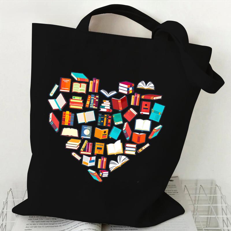 

Женская холщовая сумка на плечо с принтом в виде призрака на Хэллоуин, женская повседневная сумка-тоут для любителей книг, сумка для покупок