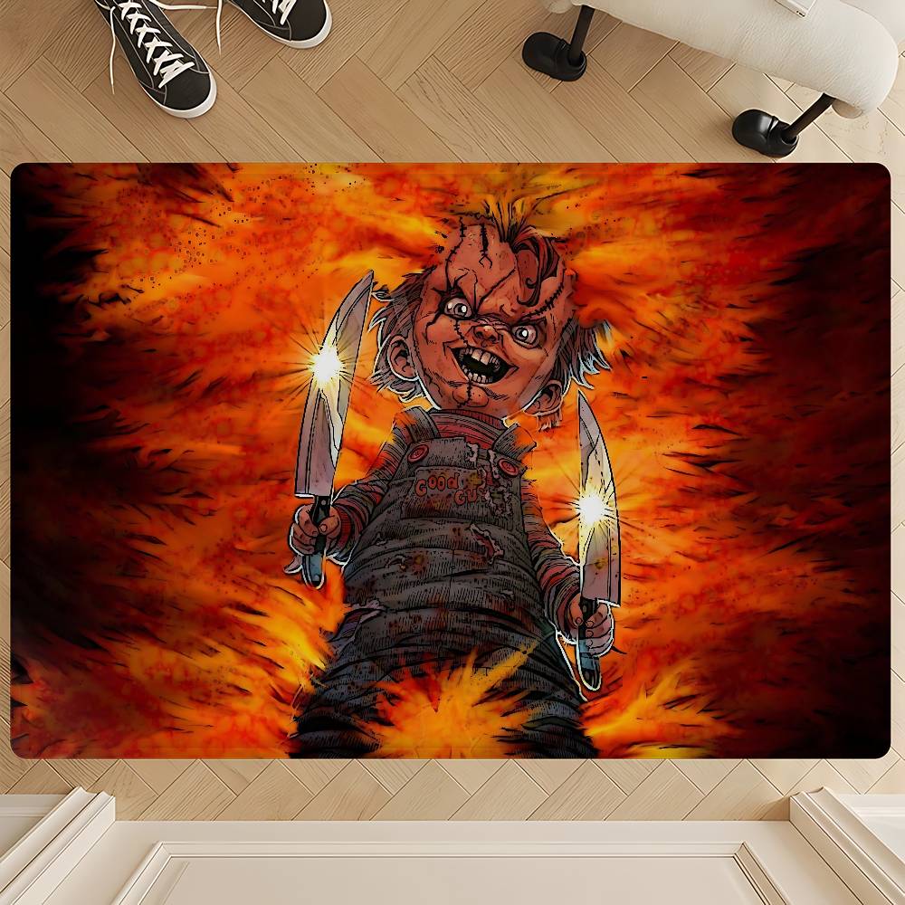 Horror Doll Chucky Entrance Door Mat Rectangle Anti-slip Home Soft Badmat Front Door Indoor Outdoor Mat Household Carpets