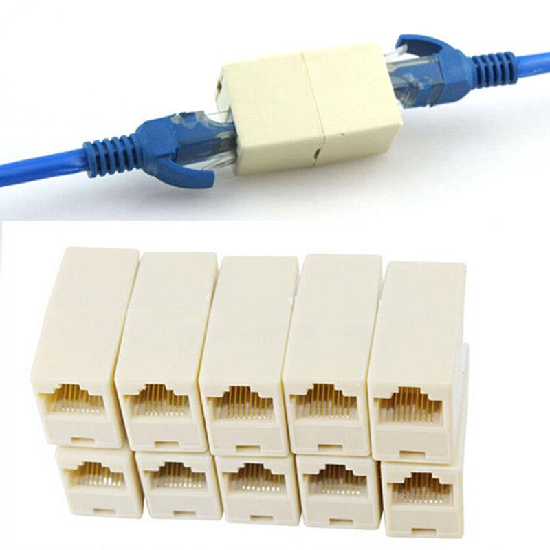 10Pcs Rj45 Female To Female Network Ethernet Lan Cable Joiner Connector