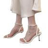 One word with sandals girl 2025 new summer fairy with skirt temperament fashion pearl chain stiletto high heels