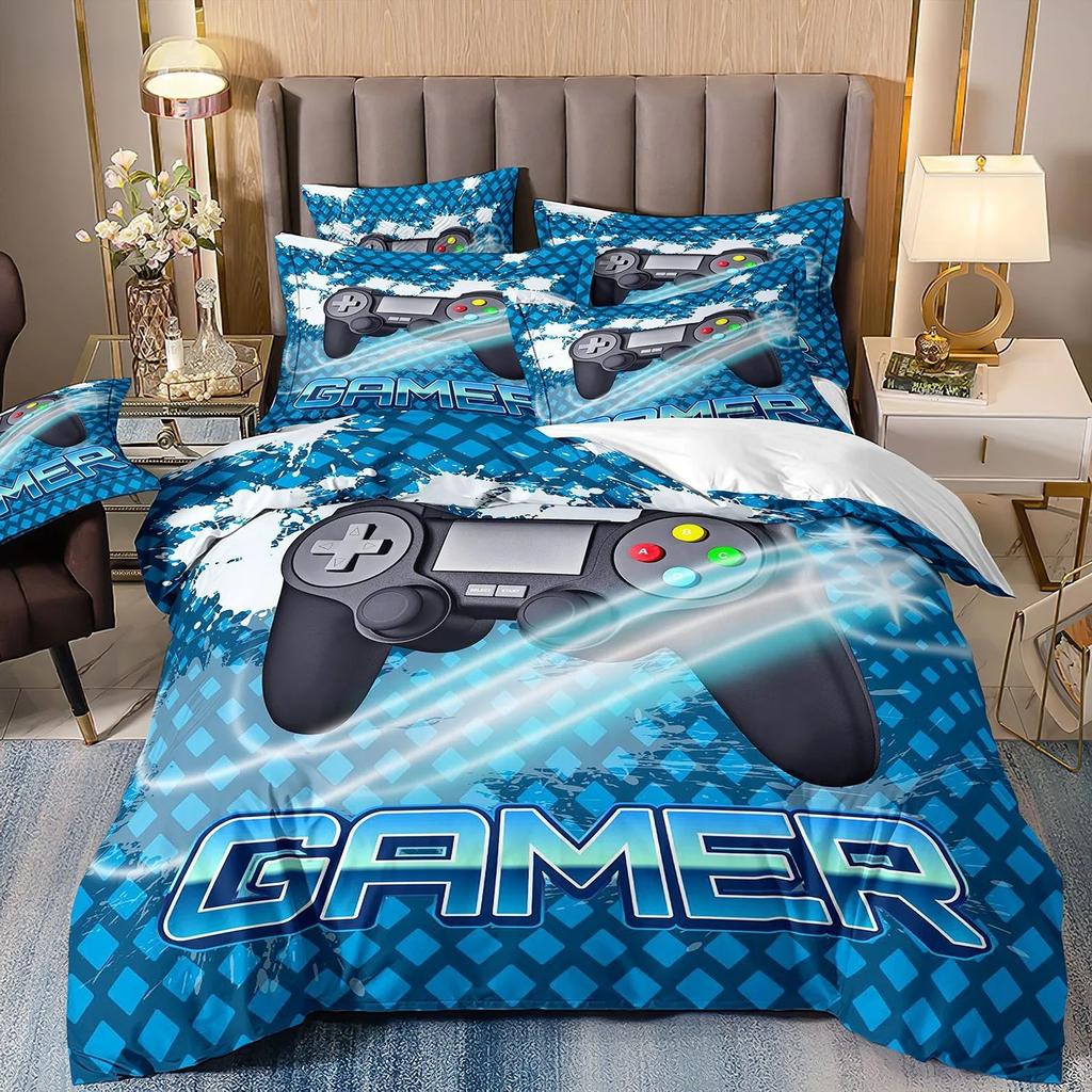 Gamer Bedding Sets For Boy Kid Gaming Duvet Cover Set Queen Video Games Comforter Cover,Playstation Designs Bed Set For Teen Men