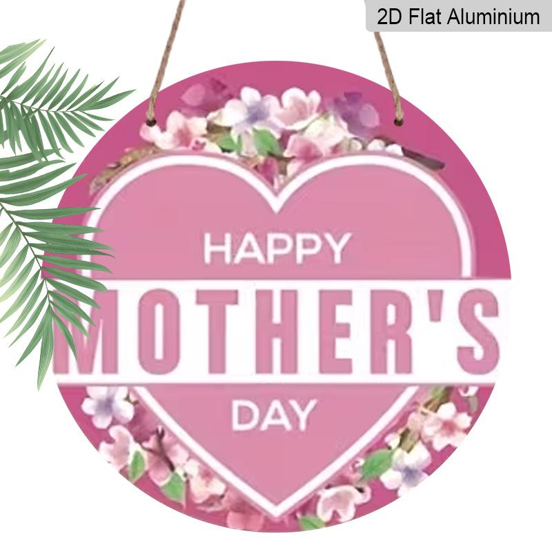 2D Flat Aluminum Mother's Day-Themed Wall Decor 7.87 Inches X 7.87 Inches A Gift for Mom Perfect for Hanging on Front Doors, Porches, Indoors, and