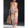 1116 Summer Cool Neck Suit Women's Temperament V-Neck Off-Shoulder Top + High Waist Wide Leg Pants Two-piece Set