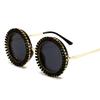Occhiali da Sole Rotondi di Lusso con Diamanti Designer Moda Donna Vintage Steampunk Occhiali da Sole Protezione UV400 Occhiali da Sole Sexy da Donna