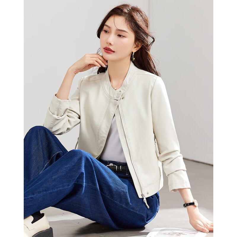 TERRE BLEUE Women's Faux Leather Motorcycle Jacket