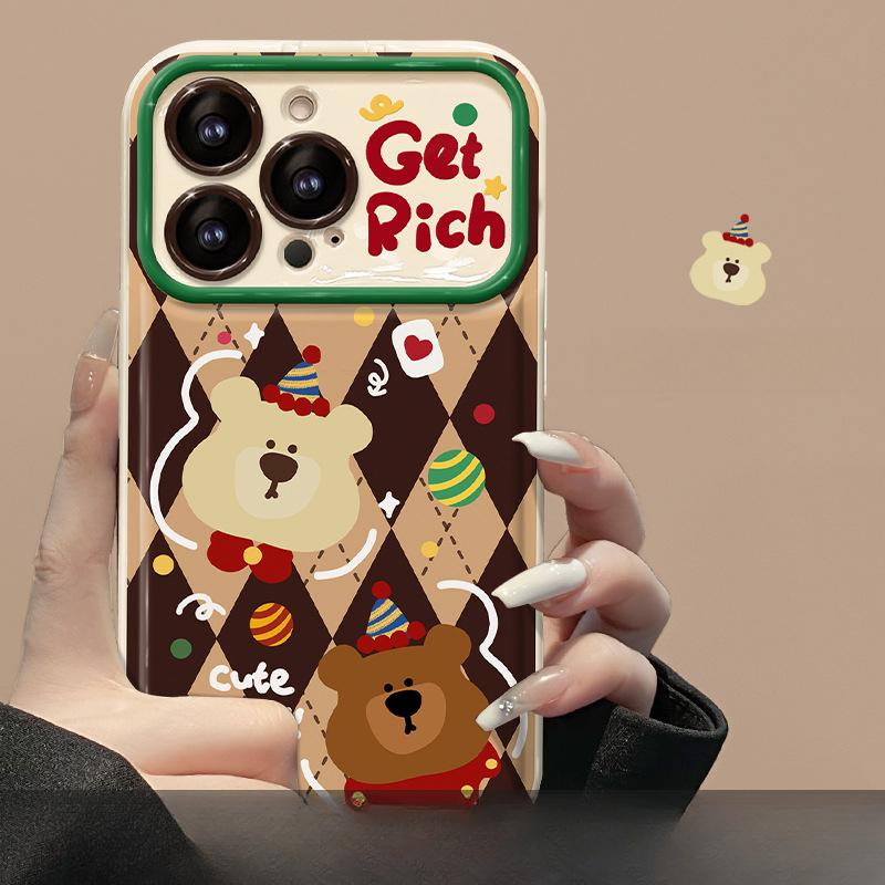 Applicable To Apple 15pro Mobile Phone Case Iphone14/13 Diamond Christmas Bear Doll 11/12 Flip Mirror X