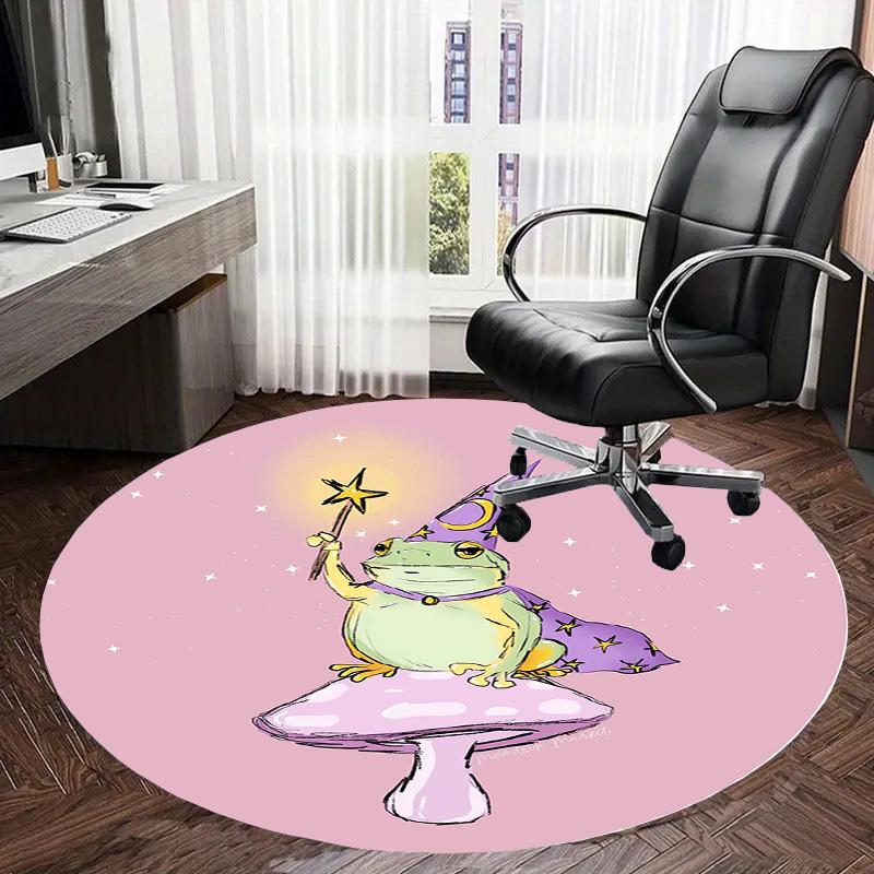 1pc Office Carpet Chair Mats Frog Wizard On Mushroom Perfect for Decorating Office Chairs, Living Rooms, Or Bedrooms