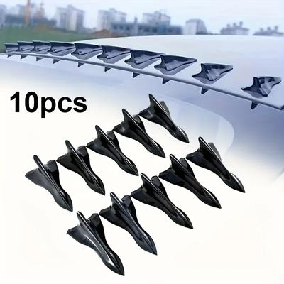 Car Roof Spoiler Black Shark Fin NEW 10PCS Decoration Universal Pointed Carbon Fiber Bumper Guard Car Exterior Roof Accessories