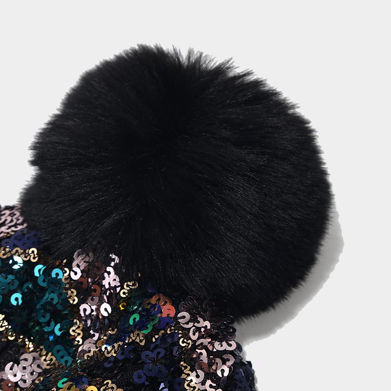 Women S Sequined Knit Hat Autumn Winter Warm Ear Protection Street Style Casual Hat