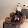 Thick bottom heightening fluffy slippers outer wear 2025 autumn and winter new belt metal buckle home plush one-word cotton drag posture