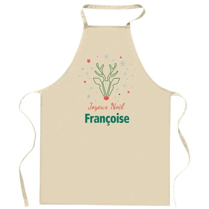 Tablier de cuisine - Joyeux Noël - Impression France - Coton résistant - Liens réglables