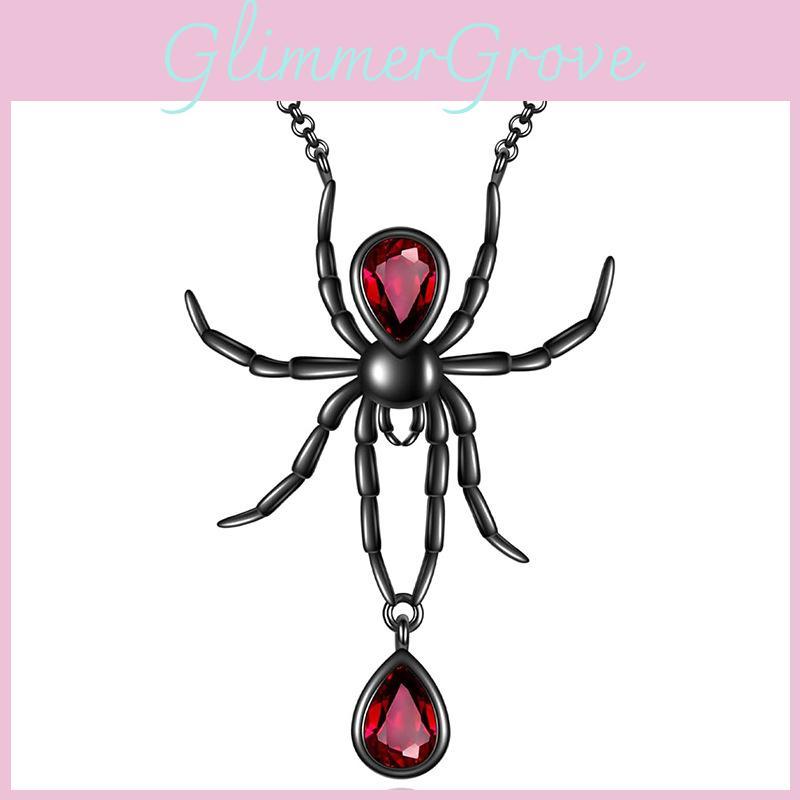 Gothic Style Black Spider Pendant Necklace For Women Fashionable Statement Jewelry