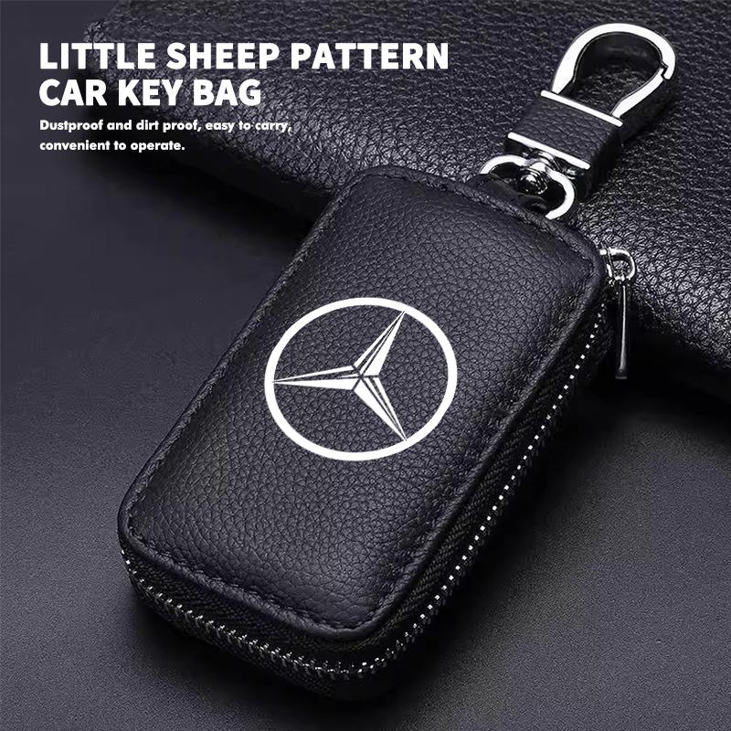 For Benz Car Key Wallet Keys Organizer Bag Zipper Key Case Decoration Accessories AMG Exclusive W204 W222 W205 W203 W213 W124