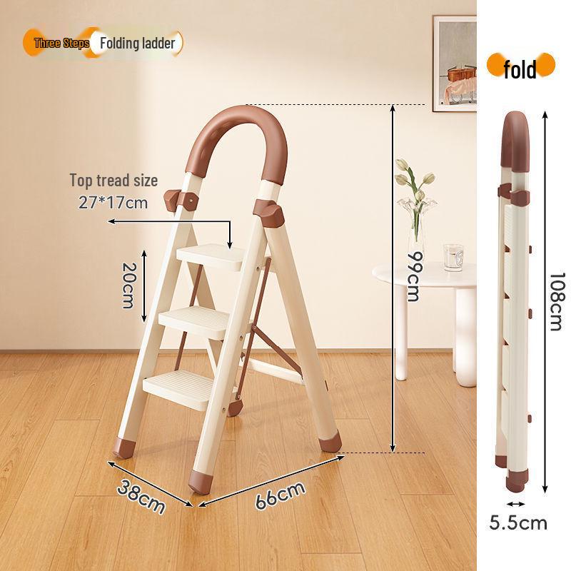 Household Indoor Folding A-Frame Ladder: Multifunctional Clothes and Quilt Drying Rack with Four to Six Steps