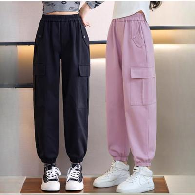 Cargohose für Mädchen Kinder Freizeithose   Trendiger koreanischer Stil Bündchenbeine Kinderhose