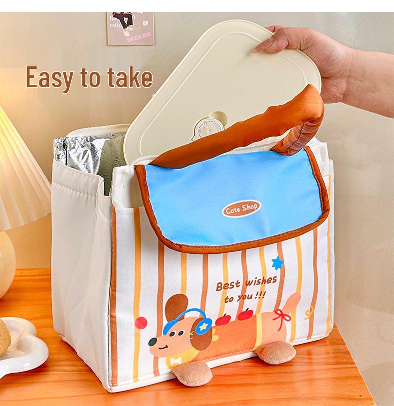 Cartoon Cute Double-Layer Insulated Lunch Bag for Students & Office Workers