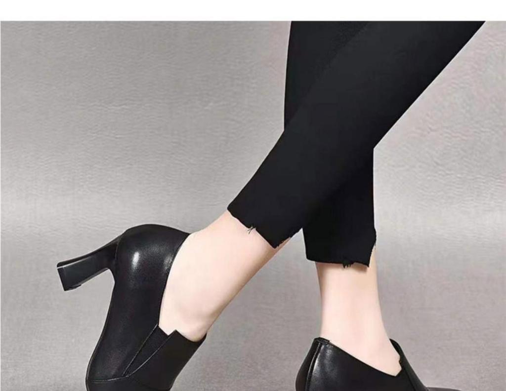 High-heeled Single Shoes Women's 2025 Spring New Black Pointed Deep-mouth Thin-heeled Versatile Patent Leather Women's Shoes Fashion Single Shoes