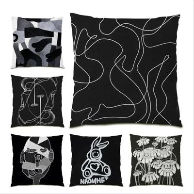 Black And White Simple Abstract Art Cushion Cover Home Decoration Sofa Living Room Pillowcase