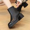 2025 Winter Shoes Women Sheepskin Fashion Modern High Heels Boots Plush High Heels 6cm Brand Ladies Ankle Boots Pure Black