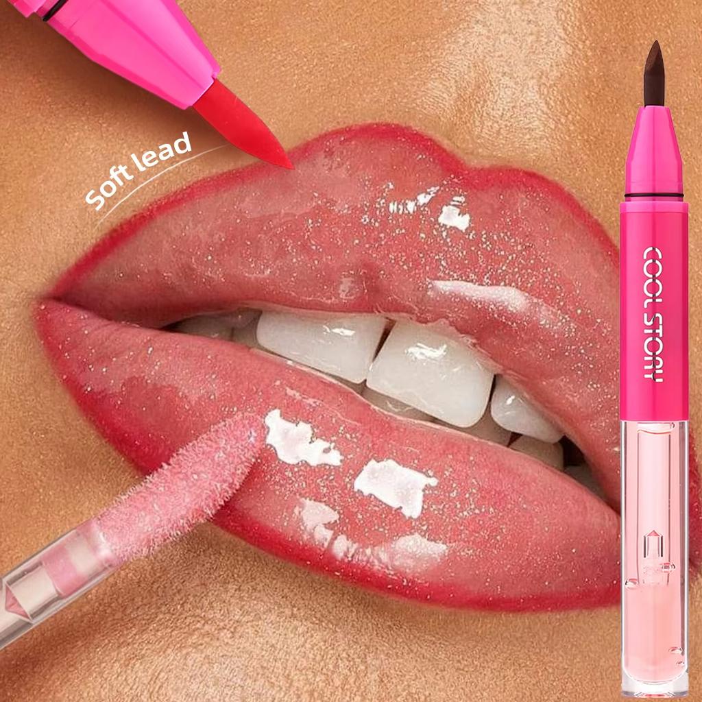 Waterproof Lip Liner & Glaze Combo Smooth Moisturizing Plumping Stain Liquid Lipstick Natural Outline Lips Contour Makeup