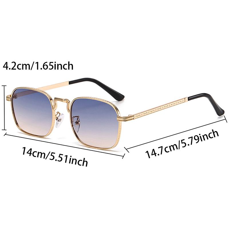 Vintage Square Sunglasses Men New Fashion Metal Rim Multi-color Decor Shades Women Trendy Luxury Brand Design Sun Glasses