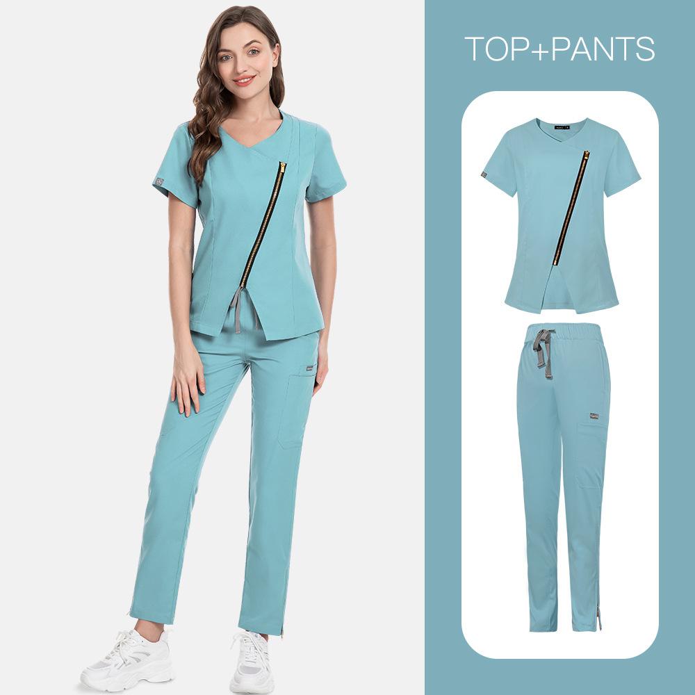 Beauty Salon Spa Private Club Confinement Center Hand Washing Clothes Surgical Clothes Nursing Clothes Solid Color Staff Uniform Embroidery Characters
