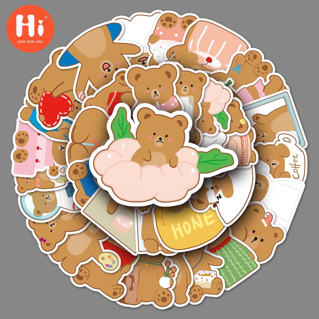 50 handgezeichnete Bär Graffiti Cartoon Original Niedlich Goo Karte Kinder DIY Handyhülle Koffer Aufkleber wasserdicht