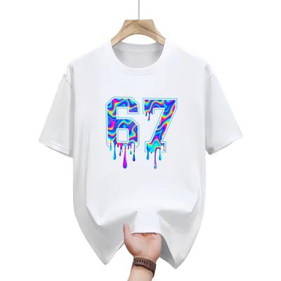 Outdoor Daily Casual Men's and Women's Number 67 Graphic T-shirt Minimalist and Fashionable Summer Top