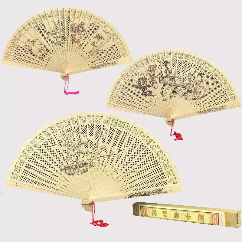 Suzhou Chinese Style Classical Portable Full Bamboo Fan with Hollow Design for Women, Ancient Style Folding Fan, Dance Fan, Retro Red
