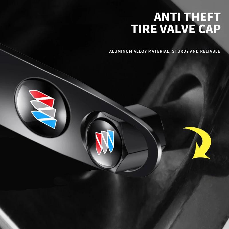 Car Wheel Tire Valve Stems Caps with car Keychain keyrings For Buick Avenir Enclave Century Encore Lacrosse XT GL6 Cascada