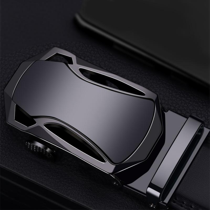 Men's Genuine Leather Belt Automatic Buckle Black Belt Cowhide Casual Business Simple Belt Men