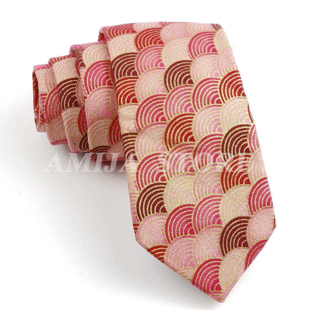 Men's Fashion Multi-color Linen Tie Sea Wave Fish Scale Pattern Tie Wedding Party Gift Daily Wear High Quality 7cm Golde Necktie