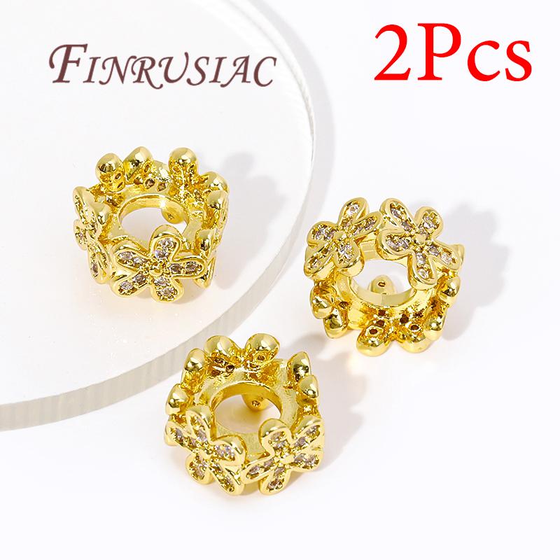 18K Real Gold Plated Large Hole Beads Spacer Beads Separators For Bead DIY Jewelry Making Supplies Bracelets Accessories