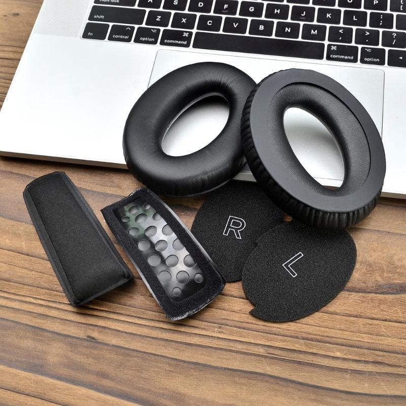 Protein Leather Ear Pad Ear Cushions Replacement Headband for Aviation Gaming Headsets , Noise Cancelling Foam