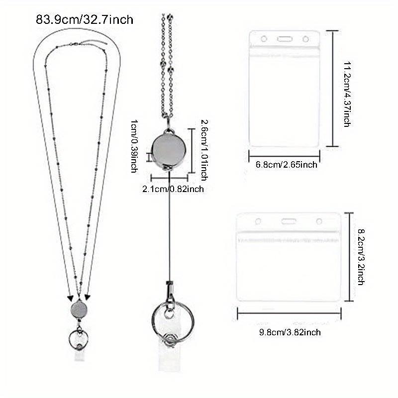 Retractable Badge Reel Lanyard ID Card Holders Chain Necklaces Keychain Clip for Women Men Employee Wholesale
