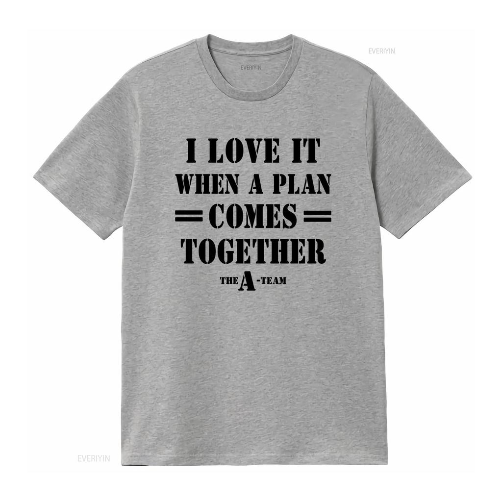 A Team I Love It When Plan Comes Together Mens T Shirt Hannibal Slogan Quote  vintage Washed Stretched Slightly