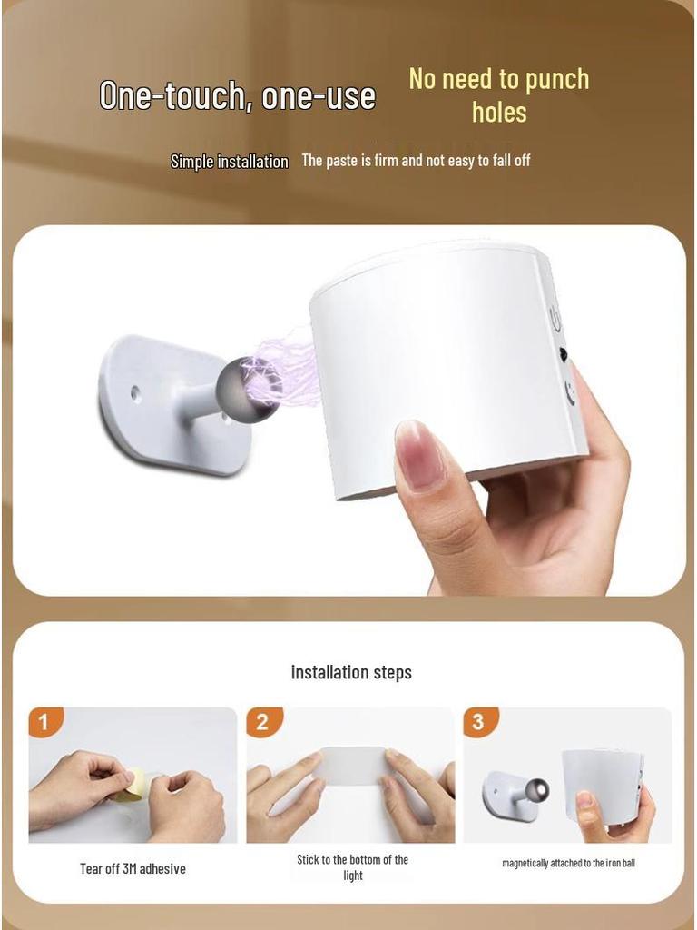 Rechargeable Wireless Bedroom Wall Lamp & Bedside Reading Light with Remote Control, No Drilling Needed.
